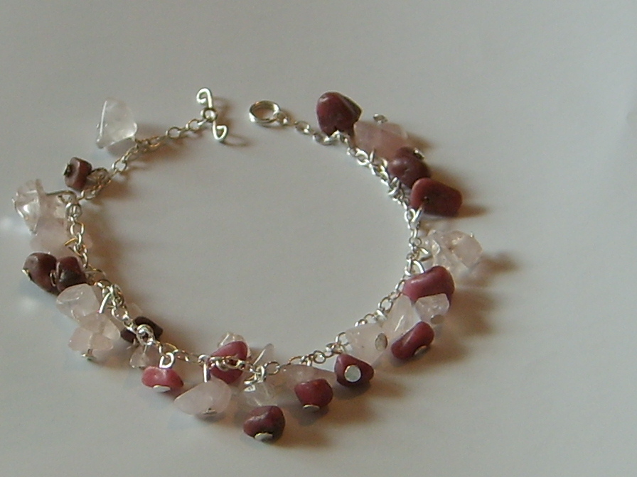 náramek ketlovaný růženín a rodonit 2